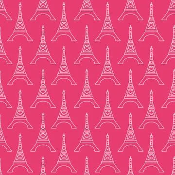 Vector seamless pattern with Eiffel Tower Stock Illustration