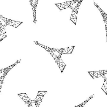 Vector seamless pattern with Eiffel Tower Stock Illustration