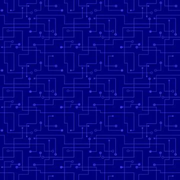 Vector seamless pattern - electronic blue circuit board. Stockillustratie