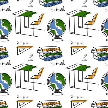 Vector seamless pattern elements Back to School イラスト素材