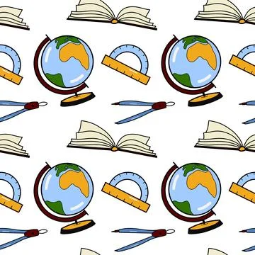 Vector seamless pattern elements Back to School イラスト素材