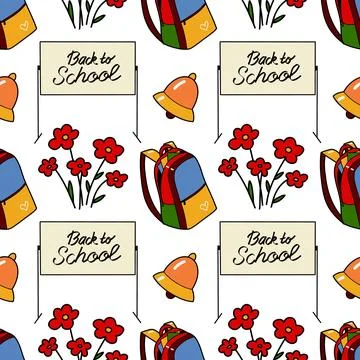 Vector seamless pattern elements Back to School イラスト素材