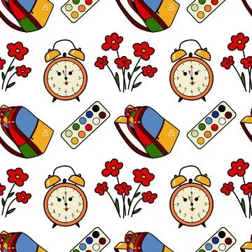 Vector seamless pattern elements Back to School Stock Illustration