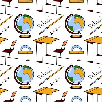 Vector seamless pattern elements Back to School Stock Illustration