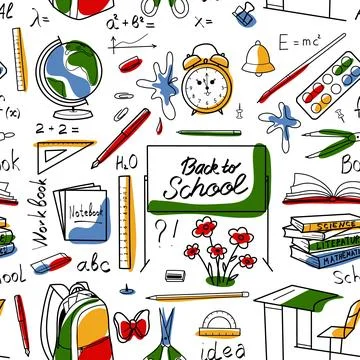 Vector seamless pattern elements Back to School Illustrazione stock