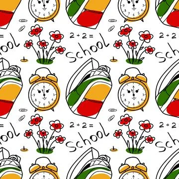 Vector seamless pattern elements Back to School Illustrazione stock