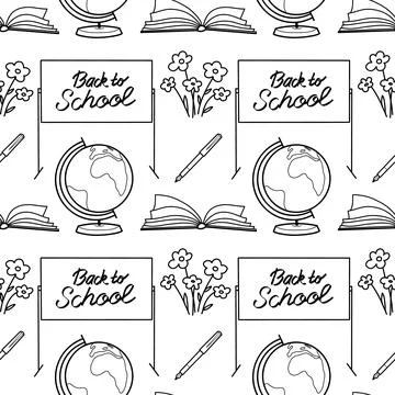 Vector seamless pattern elements Back to School Illustrazione stock