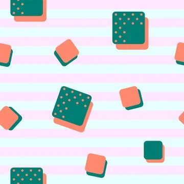 Vector seamless pattern. Emerald Green and terra cotta orange cubes Stock Illustration