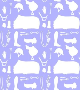 Vector seamless pattern of equestrian equipment Stock Illustration