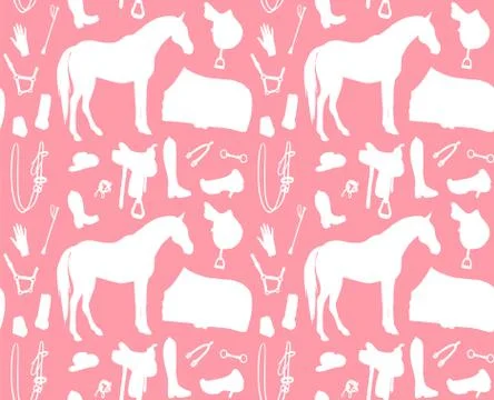 Vector seamless pattern of equestrian equipment Stock Illustration