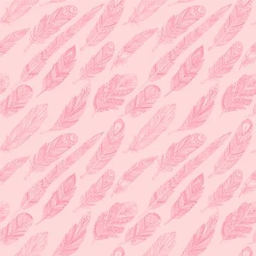 Vector Seamless pattern with ethnic feathers. Tribal Feathers Vintage Pattern Stock Illustration