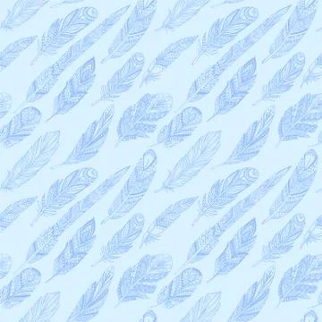 Vector Seamless pattern with ethnic feathers. Tribal Feathers Vintage Pattern Illustrazione stock