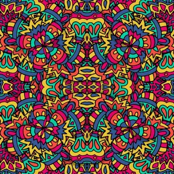 Vector seamless pattern. Ethnic geometric print. Colorful repeating background Stock Illustration