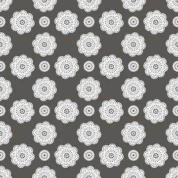 Vector seamless pattern with Ethnic geometric lace flower Stock Illustration