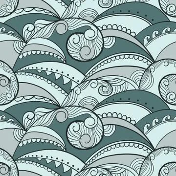 Vector seamless pattern with ethnic sea ornament Stock Illustration