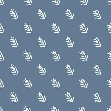 Vector seamless pattern with exotic plants, leaves on blue background Stock Illustration