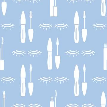 Vector seamless pattern with eyelashes. Makeup Stock Illustration