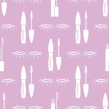 Vector seamless pattern with eyelashes. Makeup Stock Illustration
