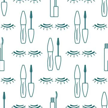 Vector seamless pattern with eyelashes. Makeup Stock Illustration