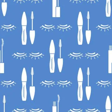 Vector seamless pattern with eyelashes. Makeup Stock Illustration