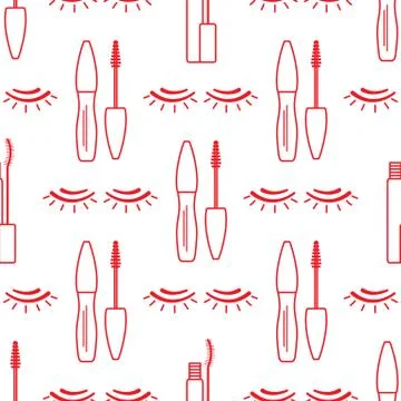 Vector seamless pattern with eyelashes. Makeup Stock Illustration