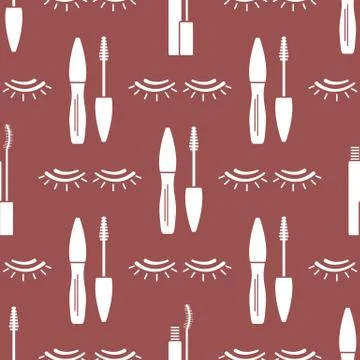 Vector seamless pattern with eyelashes. Makeup Stock Illustration