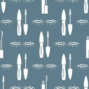 Vector seamless pattern with eyelashes. Makeup Stock Illustration