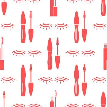 Vector seamless pattern with eyelashes. Makeup Stock Illustration