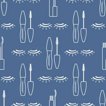 Vector seamless pattern with eyelashes. Makeup Illustrazione stock