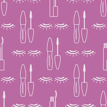 Vector seamless pattern with eyelashes. Makeup Illustrazione stock