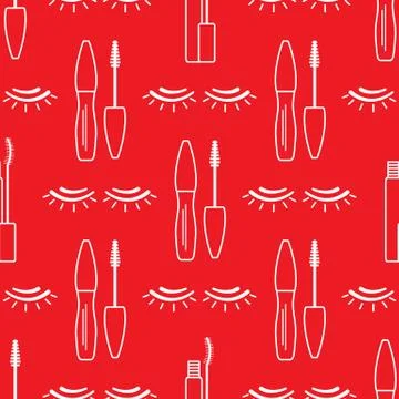 Vector seamless pattern with eyelashes. Makeup Stock Illustration
