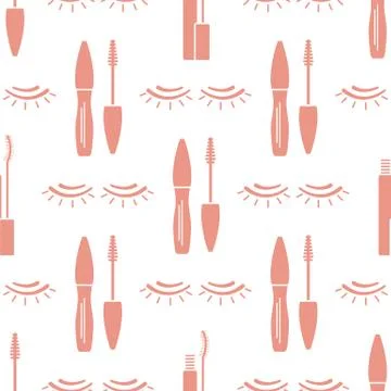 Vector seamless pattern with eyelashes. Makeup Stock Illustration