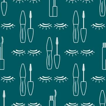 Vector seamless pattern with eyelashes. Makeup Stock Illustration