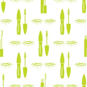 Vector seamless pattern with eyelashes. Makeup Stock Illustration