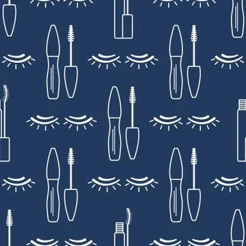 Vector seamless pattern with eyelashes. Makeup Stock Illustration