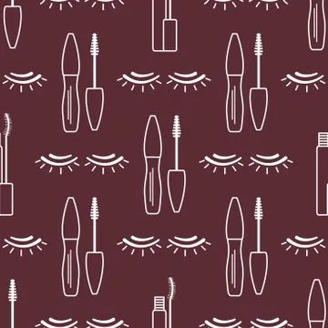 Vector seamless pattern with eyelashes. Makeup Illustrazione stock