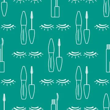 Vector seamless pattern with eyelashes. Makeup Illustrazione stock