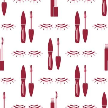 Vector seamless pattern with eyelashes. Makeup Stock Illustration