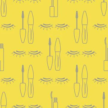 Vector seamless pattern with eyelashes. Makeup Stock Illustration