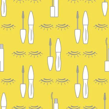 Vector seamless pattern with eyelashes. Makeup Stock Illustration
