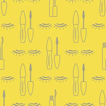Vector seamless pattern with eyelashes. Makeup Stock Illustration
