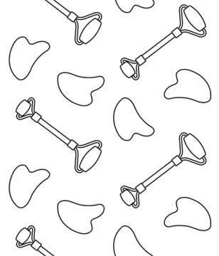 Vector seamless pattern of face Roller and Gua Sha Stock Illustration