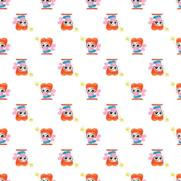 Vector seamless pattern with fairies. Cute backdrop for textiles  Stock Illustration