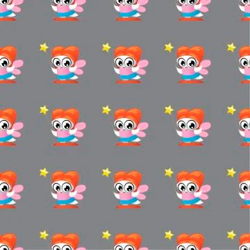 Vector seamless pattern with fairies. Cute backdrop for textiles  Stock Illustration