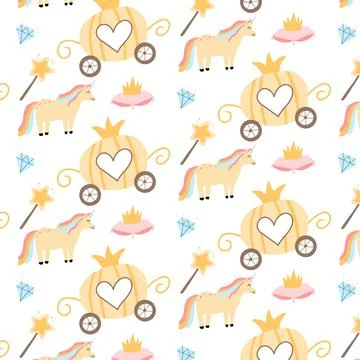 Vector seamless pattern for fairytale tempatics. Stock Illustration
