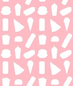Vector seamless pattern of fast food silhouette Stock Illustration