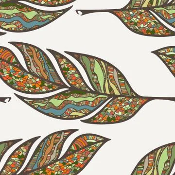Vector seamless pattern of feathers. Doodle. Zentangle 스톡 일러스트