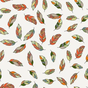 Vector seamless pattern of feathers. Doodle. Zentangle Stock Illustration
