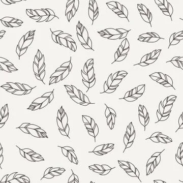 Vector seamless pattern of feathers. Doodle. Zentangle Stock Illustration