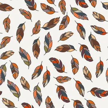 Vector seamless pattern of feathers. Doodle. Zentangle Stock Illustration